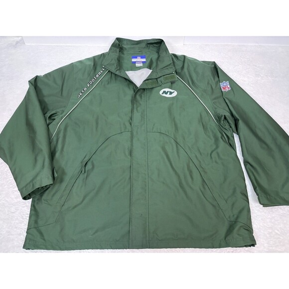 New York Jets Reebok On Field NFL Football Jacket Men’s 2X XXL Windbreaker Green - Picture 2 of 11